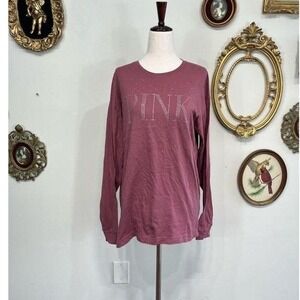 Victoria's Secret PINK Mauve Bedazzled Rhinestone Long Sleeve Tee